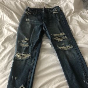 Worn once! Ripped Abercrombie boyfriend jeans